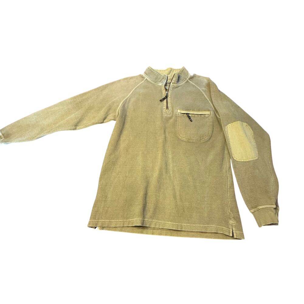 Cabela's Sweater Mens Large Quarter Zip Mock Neck Knit Pullover Elbow Patches